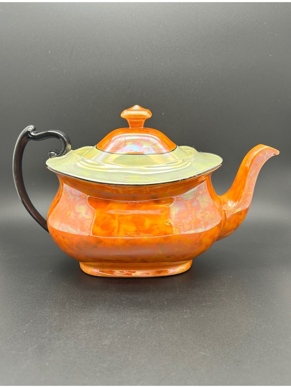 Vintage Art Deco 1930s Orange Luster Teapot by Phoenix China Czechoslovakia